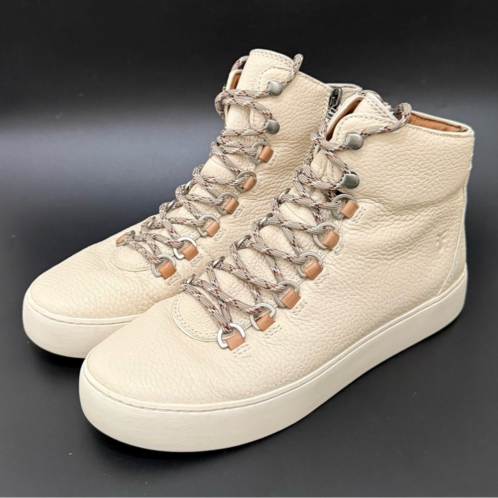 FRYE Lena Cream Leather Hiker Sneakers Size 8.5